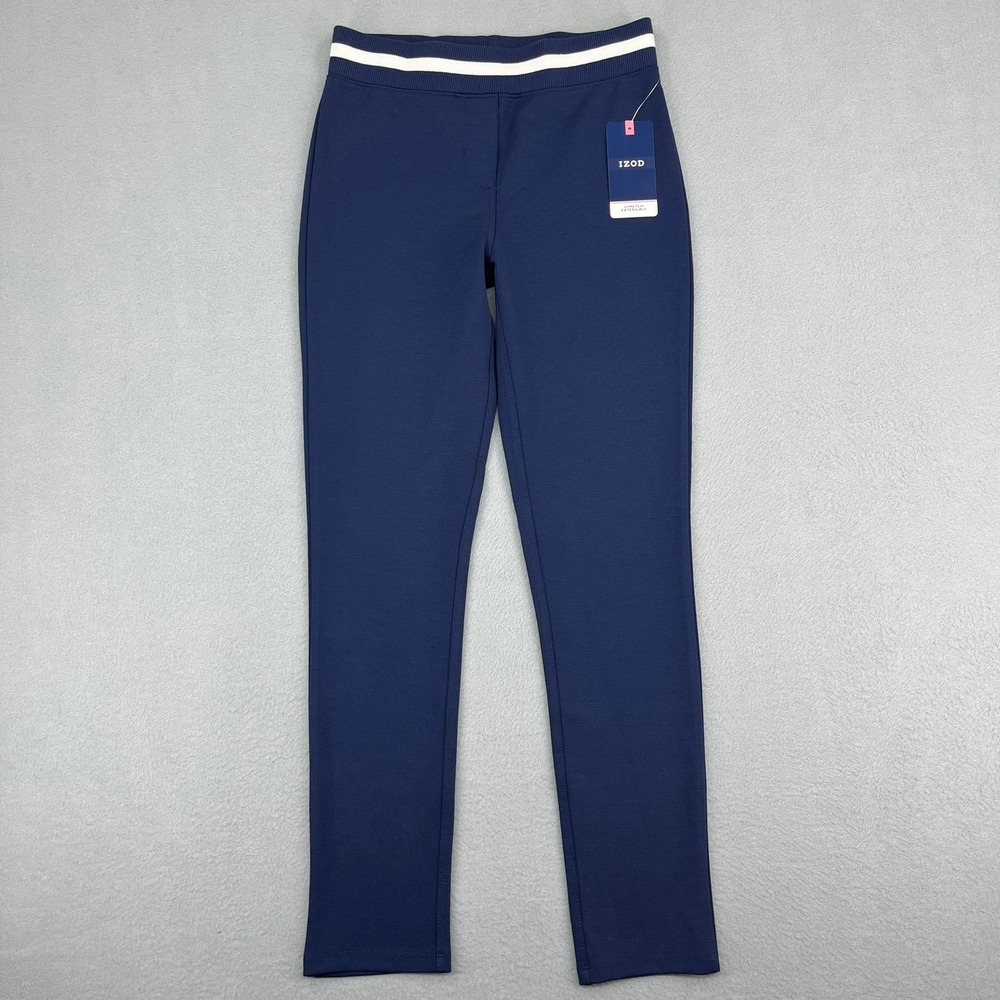 Izod Navy Leggings with White Striped Waistband